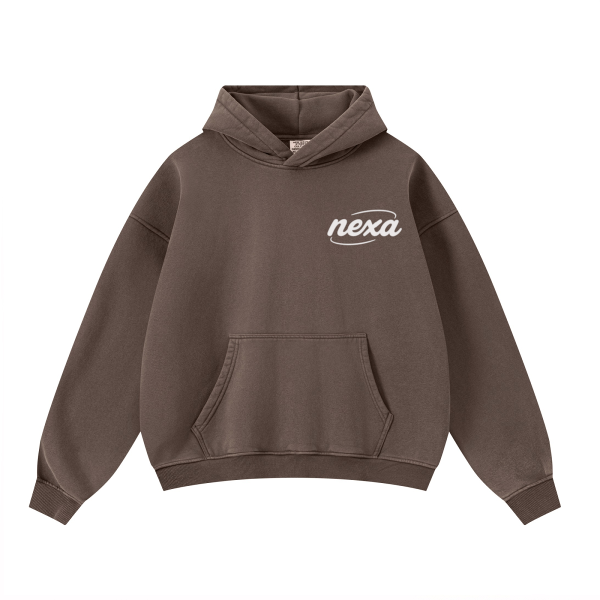 400GSM Unisex Washed Heavyweight Boxy-Fit Hoodie Vintage Dark Brown