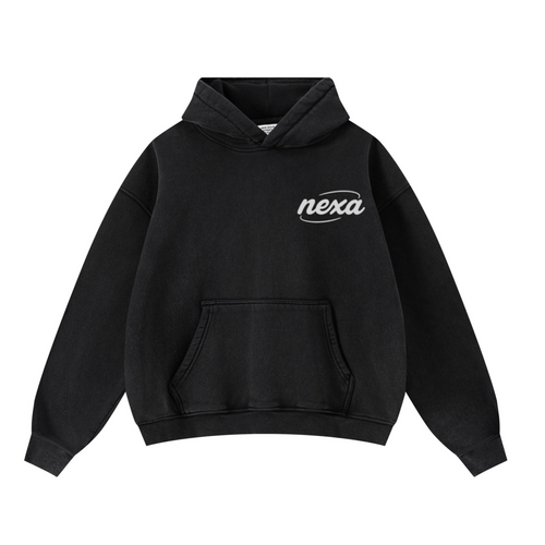 400GSM Unisex Washed Heavyweight Boxy-Fit Hoodie Vintage Black