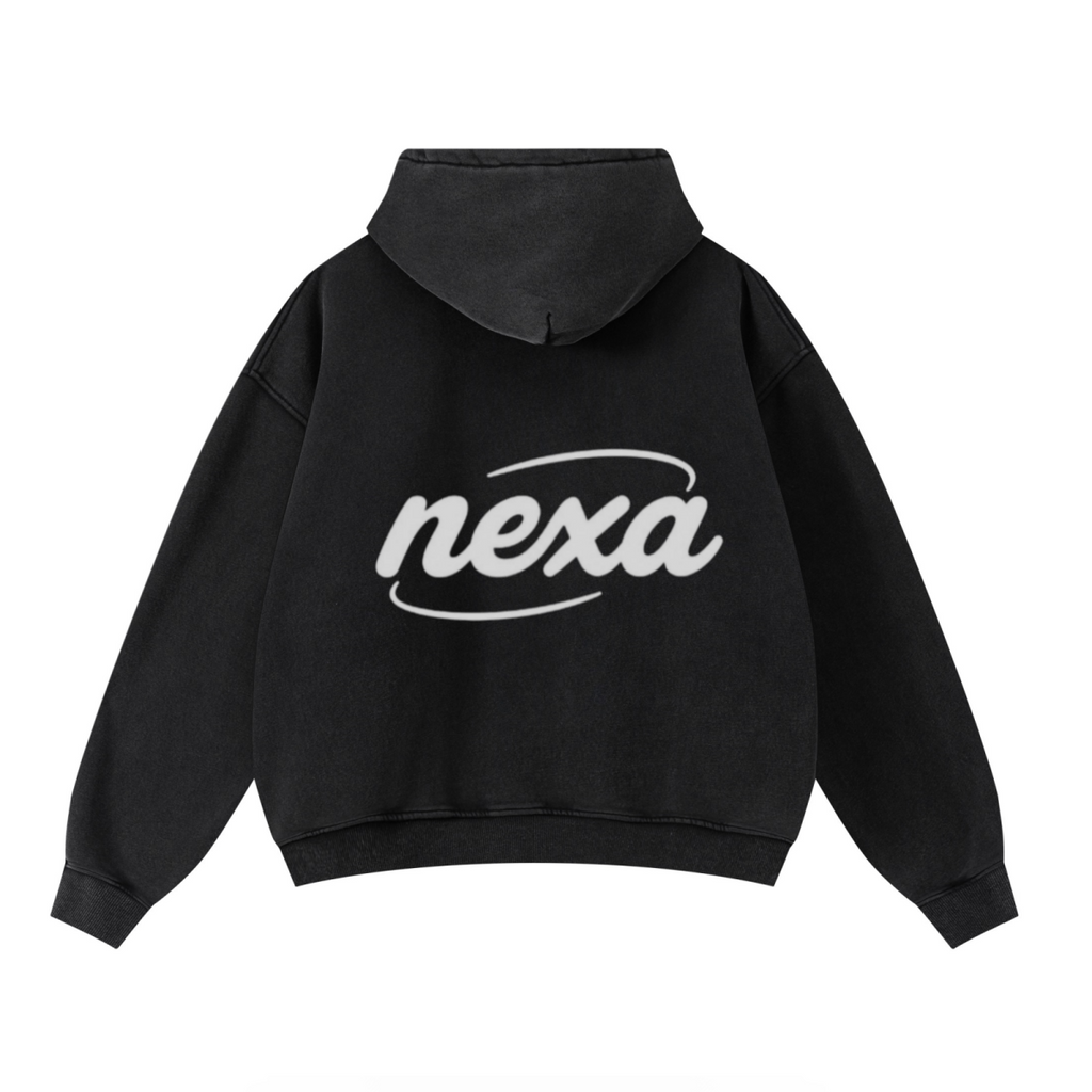 400GSM Unisex Washed Heavyweight Boxy-Fit Hoodie Vintage Black
